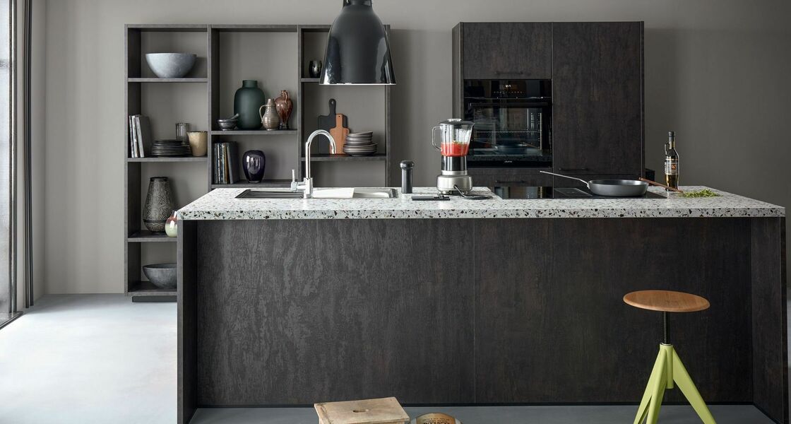 Zwarte keuken terrazzo keukenblad SmartDesign